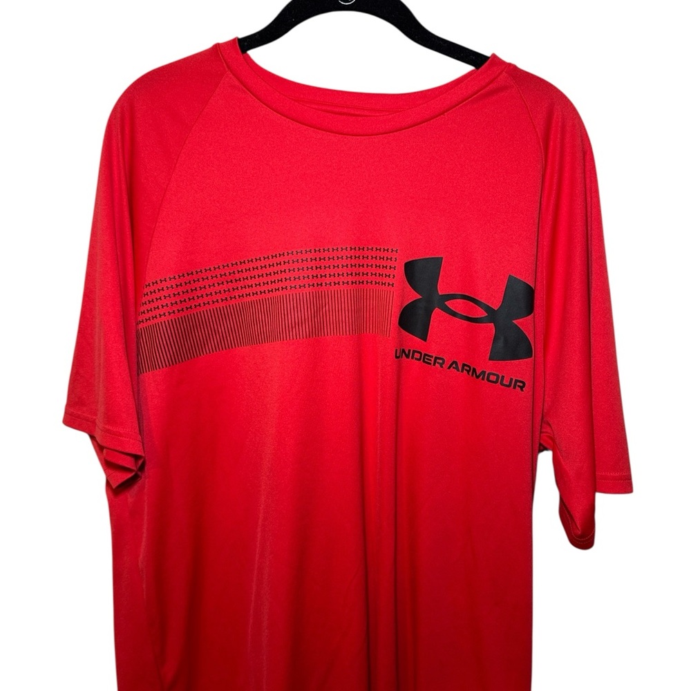 Under Armour Men's UA Tech Textured Performance T-Shirt in Red Size XL - Picture 4 of 9